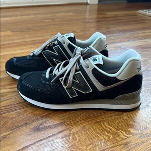 New Balance Black and Taupe Suede 574 Sneakers